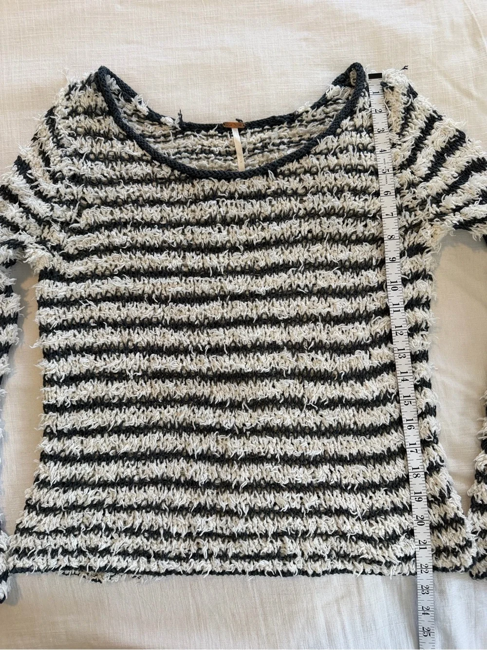 Free People Downy Stripe Pullover Shag Sweater